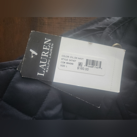 NWT Ralph Lauren Navy Quilted Coat Ladies Large - Picture 6 of 10